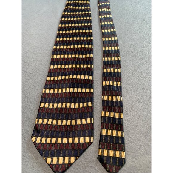 Knightsbridge Mens Silk Necktie Tie Silk Geometric Pattern Multicolor - Picture 5 of 5